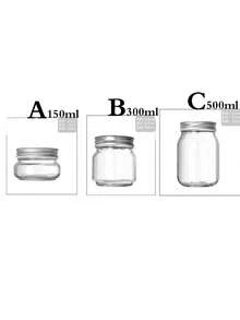 玻璃梅森罐、玻璃储物罐、带普通盖子的酱料罐，适合盛放果酱、沙拉酱、蜂蜜等，可用作婴儿派对/婚礼礼物、厨房用具、经济实惠的厨房配件 - 彩色 - 查看 6