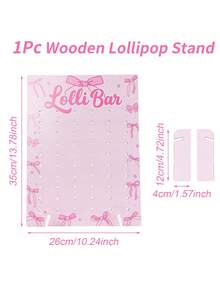 Giá trưng bày kẹo mút bằng gỗ 60 lỗ, giá đựng kẹo thiết kế nơ hồng sáng tạo, thích hợp cho trang trí bàn tráng miệng tiệc cưới, sinh nhật, đồ dùng tiệc tùng. - nơ - Xem 12