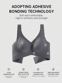 女士无缝提拉文胸，带可拆卸胸垫，无钢圈塑形文胸，提拉紧致内衣，简约时尚提拉文胸，休闲舒适，基础款文胸 - 深灰色 - 查看 3