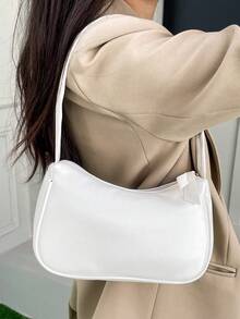 Bolso de hombro de unicolor con forma de nube de color caramelo, bolso de sobaco lindo, kawaii - Blanco - Ver 6