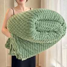 Nueva manta de franela gruesa, perfecta para siestas en la oficina, en el sofá o como regalo; cálida y cómoda, cobija suave y abrigadora, manta moderna para casa, manta ideal invierno, accesorio de descanso - Verde - Ver 1