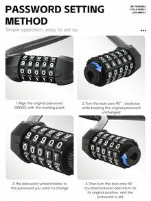 WEST BIKING Cadenas de vélo portable à double tête avec câble en acier et serrure à code 2-en-1 pour vélos et scooters - Noir - Voir 7