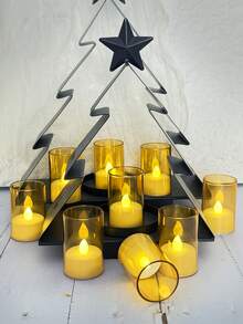 6/12/24支装无焰蜡烛灯，带定时器/遥控器，LED茶蜡，电池供电，定时无焰小蜡烛，适用于家居、婚礼、派对、万圣节、圣诞节、餐桌、节日中心装饰 - 金色 - 查看 8