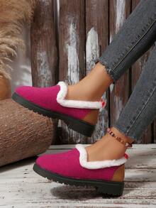 Women's New Fashion Indoor & Outdoor Winter Shoes, Soft & Comfortable Faux Fur Lining, Faux Fur Collar, Warm Indoor & Outdoor Women's Flats, Comfortable & Lightweight Outdoor Sports, Christmas Holiday Style Women Shoes