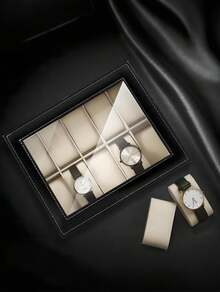 1Pc Luxury Large Capacity Watch Storage Box, 10-Slot Watch Box, Jewelry Organizer Display Case, Watch Display Case, Display Stand Holder For Watches, Bracelets, Watch Organizer Box For Men & Women Organizer Storage Box, Mechanical & Electronic Watch Organizer, Perfect Gift Display Box PU Leather Case, Watch Storage Box, Clock Display Box, Home Organization And Storage, Room Decor, Gift For Men And Women, Travel Valentine Day Back To School (2-7 Daysmust Arrive) - 彩色 - 查看 4