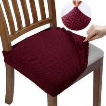 1pc Chair Cover, Solid Color Jacquard High Elastic Chair Seat Cover, Soft & Comfortable, Removable Anti-Slip Adjustable Dust-Proof, Suitable For Dining Chairs, Office And Home Decor, Dining Chair Cover, Chair Seat Cover, Kitchen Chair Cover - Multicolor - View 13