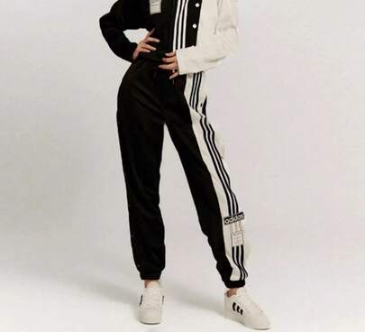 Adidas Clover Women's Sporty Casual Side-Opening Button-Down Jogger Pants