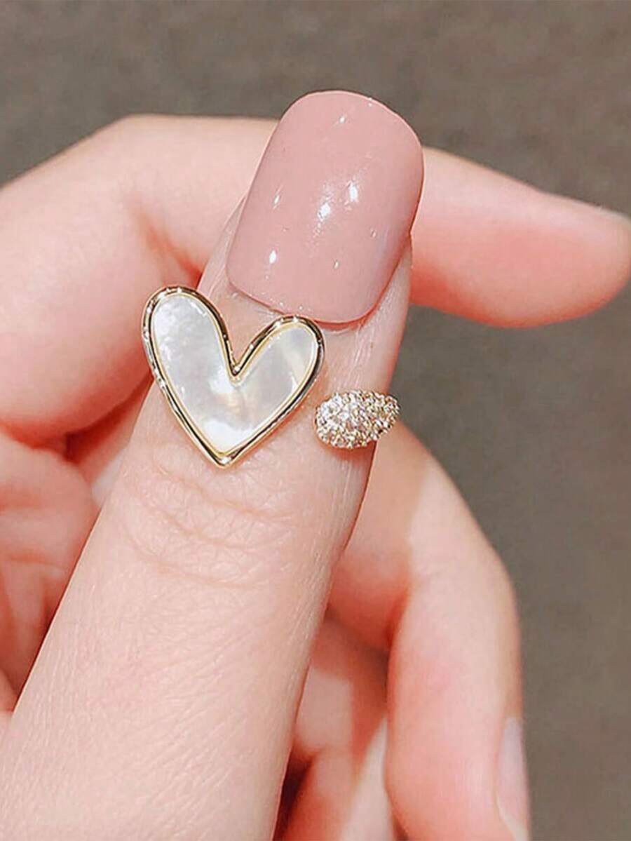 1pc High-End New Arrival Copper Heart-Shaped Micro-Inlaid Ring For Women, Fashion And Luxury Design, Adjustable Opening Valentines,Mom,Mother,Mother's Day,Gift