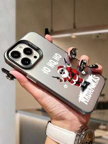 Funda navideña para phone 17 Pro Max con estampado de Papá Noel. Compatible con las series 17, 16, 15, 14, 13, 12 y 11. Diseño divertido y protector para adolescentes y mujeres. Parte trasera de TPU suave con motivos navideños. - Plateado - Ver 3