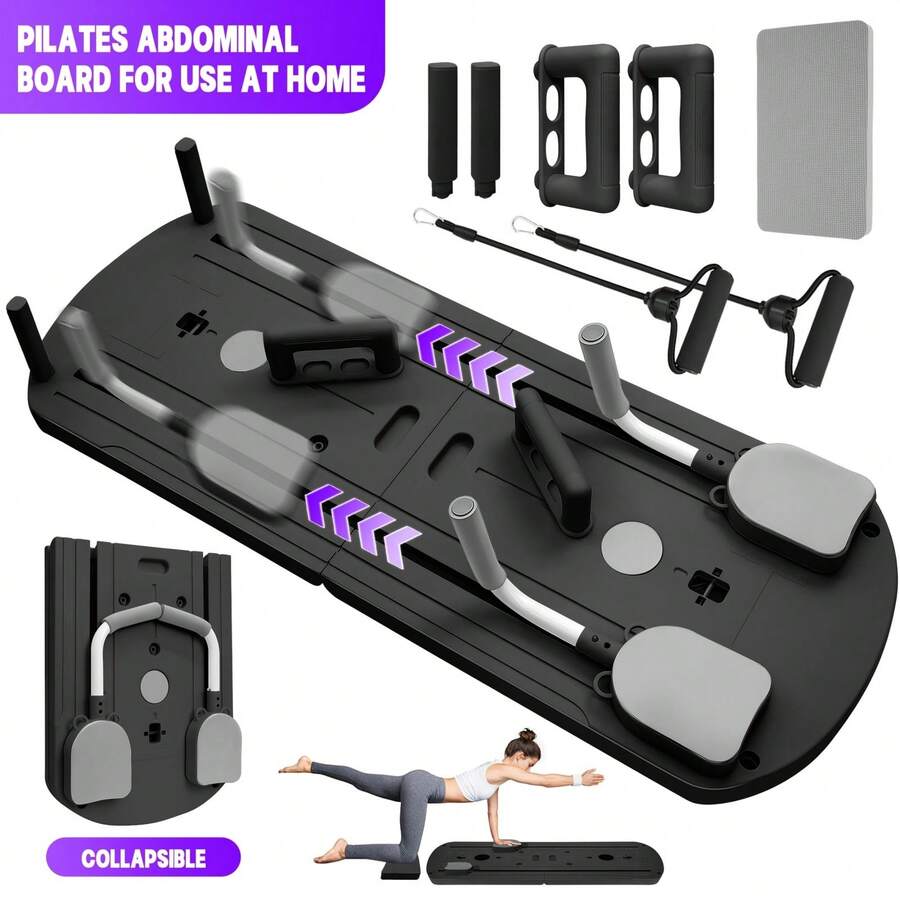 Pilates Board, 8-In-1 Multi-Functional Set With Resistance Bands, Stylish Board, Small Gym, Postnatal Rehabilitation Centre & Fitness Centre,Home Gym Equipment, Great Choice For Fat-Burning Training And Push-Up Training. Multiple Training Modes For Abs, And Full Body Strength Training. Folding Design Saves Space And Is Easy To Store. Suitable For Abs And Full-Body Strength Training, Home Gym Is Suitable For Both. Perfect Christmas Gift For Fitness Enthusiasts, Valentine's Day Gift - màu đen - Xem 1