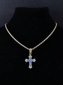 1pc Fashionable Hip-Hop Multi-Color Rhinestone Cross Pendant Necklace, Suitable For Women's Gatherings, Parties, Couples' Personalized Hip-Hop Fashion Jewelry - Dopamine Cross Pendant Necklace - View 11