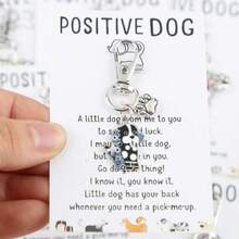 6pcs Unique Creative Cute Puppy Design Keychain Set With Positive Energy Dog Cards, Ideal For Birthday, Wedding, Christmas Party, Home And Kitchen Party Small Gifts - Multicolor - View 3