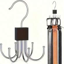 Rotary Wood Gold Waist Rack - Multi-Functional Clothing Rack, Used For Waist, Clothing, Clothing And Towels, No Need To Save Space, And It Is Necessary To Organize Clothes. - Black - View 1
