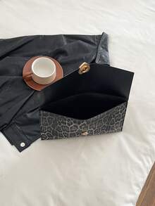 2025 Summer New Personalized Envelope Clutch Bag, Cow Print & Leopard Print Stylish Chic Handbag For Women - Black - View 10