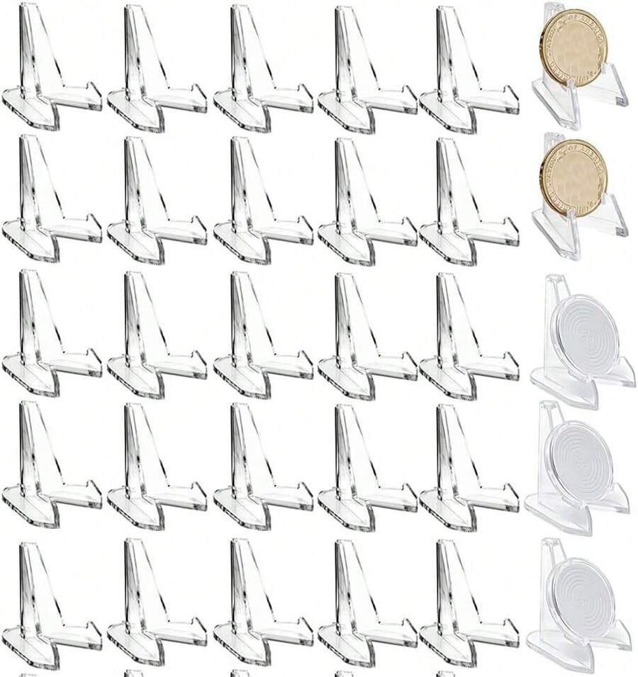 EstiloSoportes De Platos Para ExhibicióN, 30 Soportes De ExhibicióN De Caballete De Monedas De AcríLico Transparente Mini, Soportes De ExhibicióN De Monedas PequeñAs De AcríLico, Caballetes Placa StandsVersióN Mejorada - 1 - Ver 1