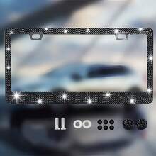 1 件闪亮的黑色/白色镶钻汽车牌照框，轻巧耐用，保护牌照免受损坏，让您的车辆以独特的光泽脱颖而出 - 彩色 - 查看 8