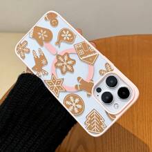 Funda para phone 17 Pro con diseño de pan de jengibre, decorada con copos de nieve y motivos navideños. Compatible con los modelos 16, 15, 14, 13, 12 y 11 Pro. Fabricada en TPU, resistente a golpes. Familia, amigos, niños, cumpleaños, vacaciones de invierno, novios, novias y regalos. - Blanco - Ver 8