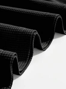 男士纯色华夫格休闲套装，长袖圆领卫衣搭配纯色抽绳长裤，独特舒适的休闲套装，适合男士日常休闲穿着和度假穿着，春秋季节适用。 - 黑色 - 查看 4