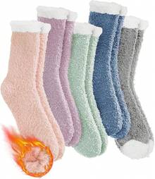 5 Pares Calcetines Hombre y Mujer Invierno,Calcetines Termicos Nieve,Calcetas de Lana Grueso,Calientitos,Cómodos,Calcetines Invierno Frío - Multi B-Mujer - Ver 12