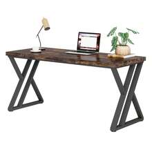140cm Z‑Shaped Computer Desk Heavy Duty Study Writing Table Modern Simple Home Office Desk - Brown - View 9