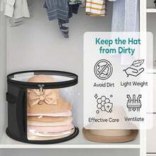 1pc Hat Storage Bucket, Hat Organizer, Beach Hat Storage Bag, Stackable Round Brimmed Hat Holder, Gender Reveal Party, Perfect For Birthdays, Weddings, Parties, The Perfect Gift For Colleagues, Friends, And Family, Back To School - Black - View 6