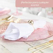 Juego De Platos Reutilizables Premium Para Fiesta 50 Pzas Alviria - Rosa - Ver 3