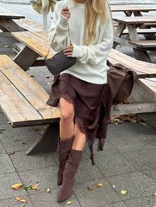 New Elegant Lace Patchwork Spaghetti Strap Dress, Suitable For Evening Date, Holiday, Party, All Seasons Summer - Coffee Brown - View 7