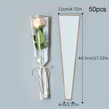 50 Sheets, Transparent Single Bouquet Packaging Bag, Multiple Rose Waterproof Packaging Bags, Flower Arrangement, Valentine's Day Mother's Day Birthday Christmas And New Year Gift Flower Packaging Bag - Multicolor - View 13