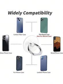 1pc Circular Phone Ring Holder & Stand, Transparent 360° Rotatable Sturdy Phone Grip Stand - Multicolor - View 6