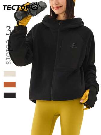 TECTOP Damska kurtka polarowa z dwustronnym polarem, zapinana na zamek i wyposażona w kieszenie, miękka i wygodna, odpowiednia do uprawiania turystyki pieszej i trekkingu, jesień/zima, narciarstwo