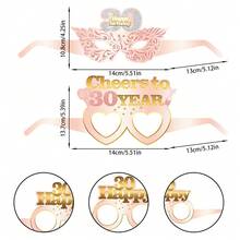 12 Pcs 30th Birthday Paper Eyeglasses Decorations For Women, Pink Rose Gold Happy 30th Birthday Eyeglasses Party Supplies, Funny Thirty Year Old Birthday Glasses Decor 40th/50th/60th/70th ﻿ - Multicolor - View 5