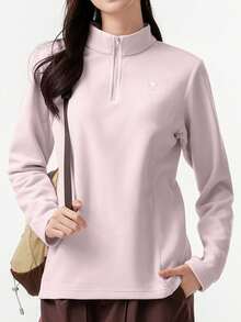 CAMEL CROWN 女士户外抓绒外套，立领，防风，带加热功能，保暖，防静电内衬；男士抓绒外套。 - 夕霧粉 - 查看 11