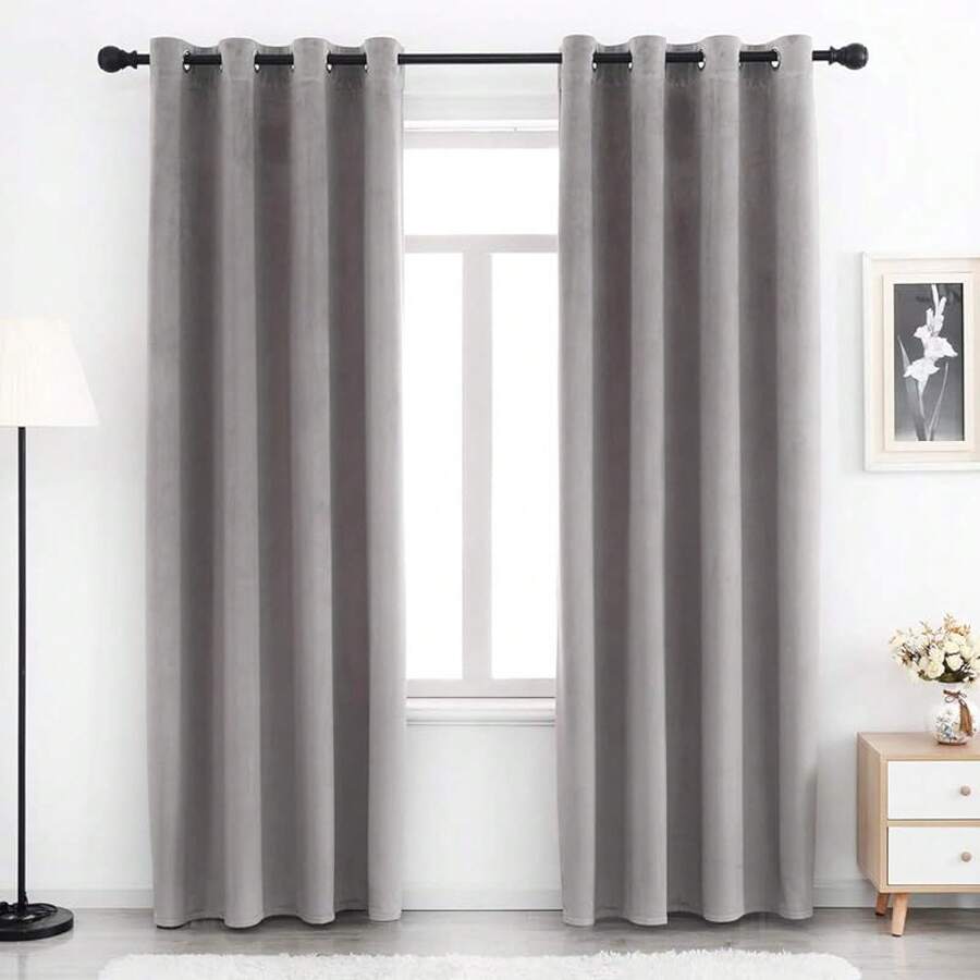 White 54 Inches Long - Grommet Thermal Insulated Window Treatment Bedroom, Filtering Set Of 2 Panels, Popular Window Decor - 灰色 - 查看 1
