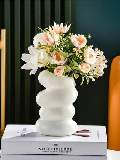 אגרטל פלסטיק לבן ספירלי אלגנטי, בסגנון נורדי, לסלון, חדר שינה ועיצוב מטבח, אגרטל פרחים מודרני לקישוט הבית