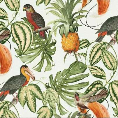 Job Lot Of 12 Rolls Erisman Paradisio Tropical Parrot Pineapple Wallpaper 630207