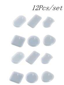12Pcs Keychain Pendant Silicone Mold Set Crystal Epoxy Resin Mold Round Rectangle Pendants Jewelry Making Casting Mould - Multicolor - View 12
