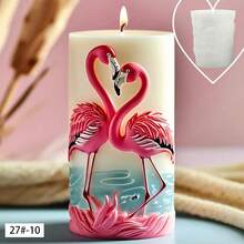 1pc Flamingo, Dragon, Skull, Cartoon Bird Pattern Cylinder Craft Candle Making Silicone Mold - White - View 6