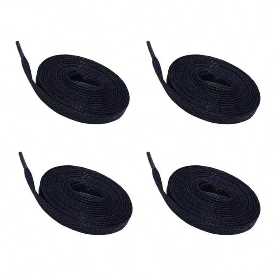 2 Pairs Waxed Flat Shoe Laces, 1/4u201D Wide Flat Cotton Shoelaces Sneakers Or Boots Medium Width - 40" ( 100 cM ) + 07 Blue - View 1