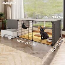 Indoor Cat Cage With Litter Box, Large Cat Villa With Free Space, Cat House - Multicolor - View 5