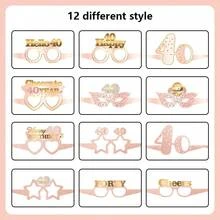 12 Pcs 30th Birthday Paper Eyeglasses Decorations For Women, Pink Rose Gold Happy 30th Birthday Eyeglasses Party Supplies, Funny Thirty Year Old Birthday Glasses Decor 40th/50th/60th/70th ﻿ - Multicolor - View 6