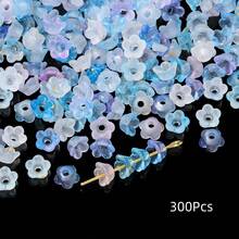 300 حبة من الخرز الأكريليك بقياس 4.5*4.5 ملم على شكل زهرة الجرس، خرز فاصل لصنع المجوهرات، مستلزمات لصنع القلائد والأساور