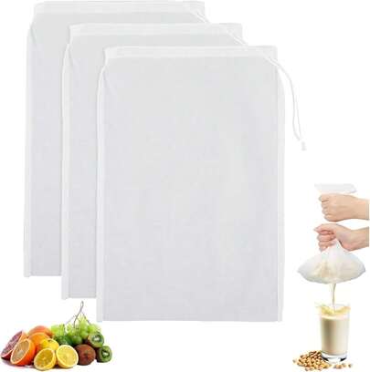 ¡Recomendado3 Piezas Cheese Cloth, Colador De Malla Fina, Ideal Para Filtrar Nueces, Avena, Leche De Soja, Yogur Griego, Queso, Frutas, Verduras, Tofu, Café Frío e Incluso Sopa, Etc¡Top de Temporada