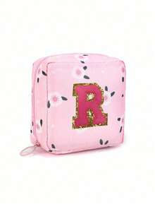 Bolsa de Armazenamento de Absorventes Higiênicos, Bolsa de Armazenamento de Tampões Femininos, Bolsa de Armazenamento de Absorventes Higiênicos com Padrão de Letras, Bolsa Portátil para Maquiagem e Batom, Bolsa Menstrual à Prova d'Água de Grande Capacidade, Bolsa de Armazenamento Portátil para Viagem - Multicolorido - Visão 9