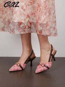 أحذية نسائية ذات كعب عالي وأصبع مدبب مع إبزيم، تطريز زهري رجعي وأشرطة خلفية، أحذية رسمية مريحة للنساء