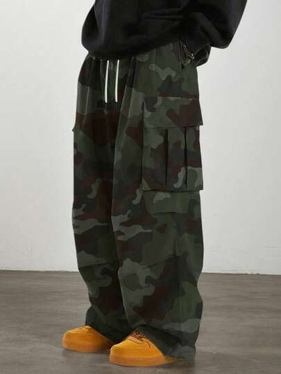 Men's Casual Fashionable Cargo Pants, Outdoor Camouflage Work Trousers, Autumn/Winter
