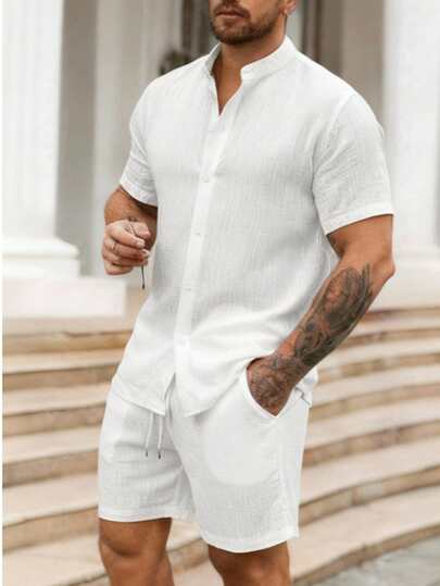 KIT FINO Gola Padre + Bermuda VISCOLINHO Masculino Liso