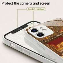 Funda navideña para phone 17 Pro Max. Funda de cristal templado con temática navideña compatible con phone 17, 16, 15, 14, 13, 12, 11 Pro Plus. Cuenta con orificios precisos y es resistente a golpes y caídas. - Blanco - Ver 2