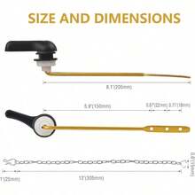 通用型马桶冲水把手更换套件，不锈钢链条搭配哑光黑色马桶冲水把手，适用于大多数马桶水箱