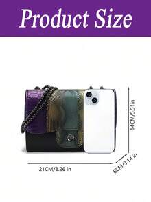 1pc Women's New Autumn/Winter Snake Skin Pattern Shoulder Bag, Gradient Color Crossbody Bag, Luxury Classic Handbag, Wallet Set - Multicolor - View 5