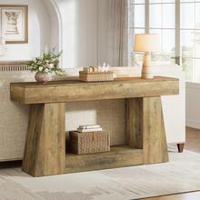 LITTLE TREE Console Table For Living Room, 63" Farmhouse Sofa Table With Storage For Entryway & Hallway, Narrow Long Rustic Design Behind Couch, Oak Finish Versatile Storage Solution - màu nâu - Xem 2